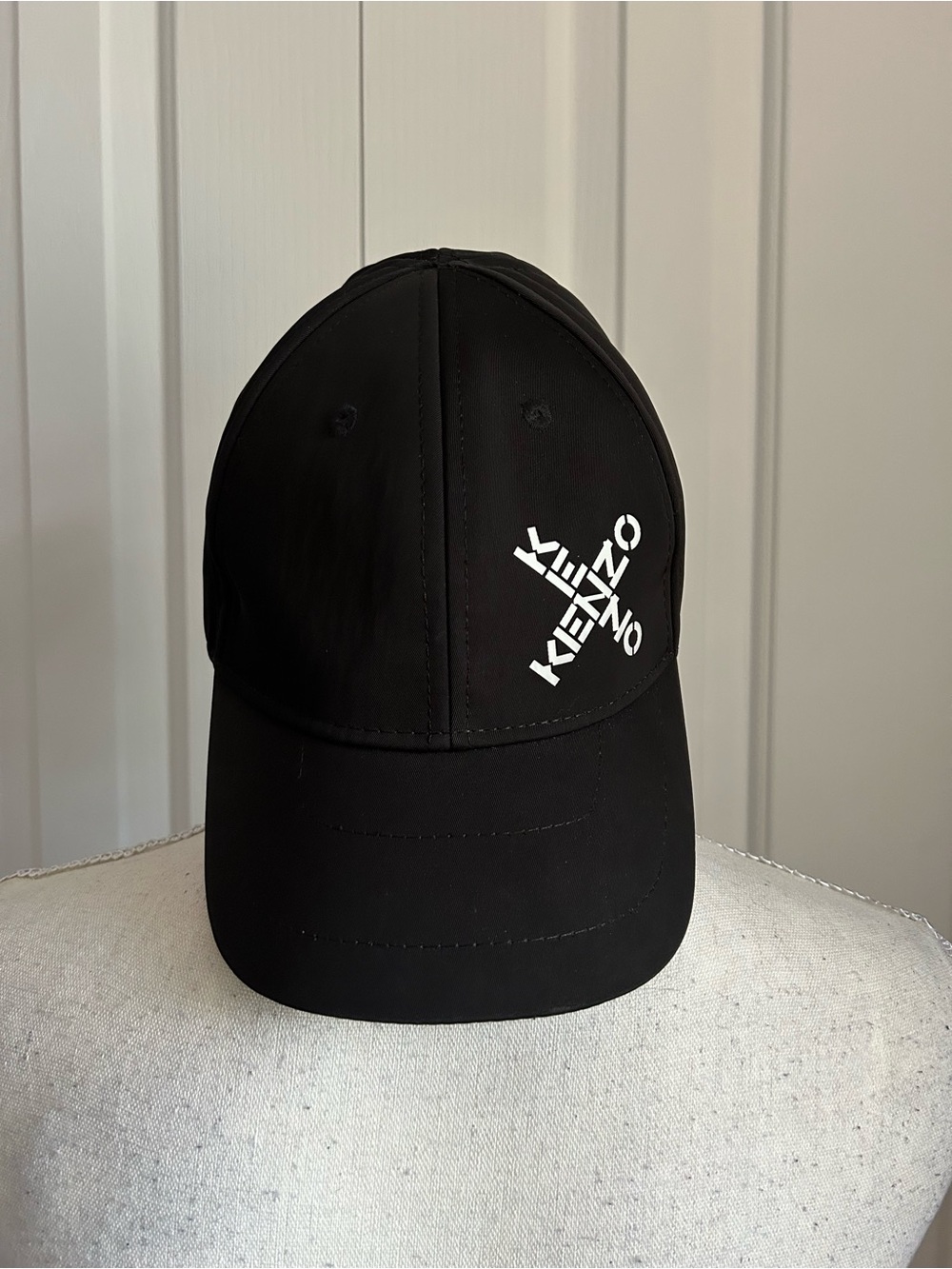 KENZO Sport "Little X" Men Baseball Cap, Adjustable, Black, White Diagonal Logo